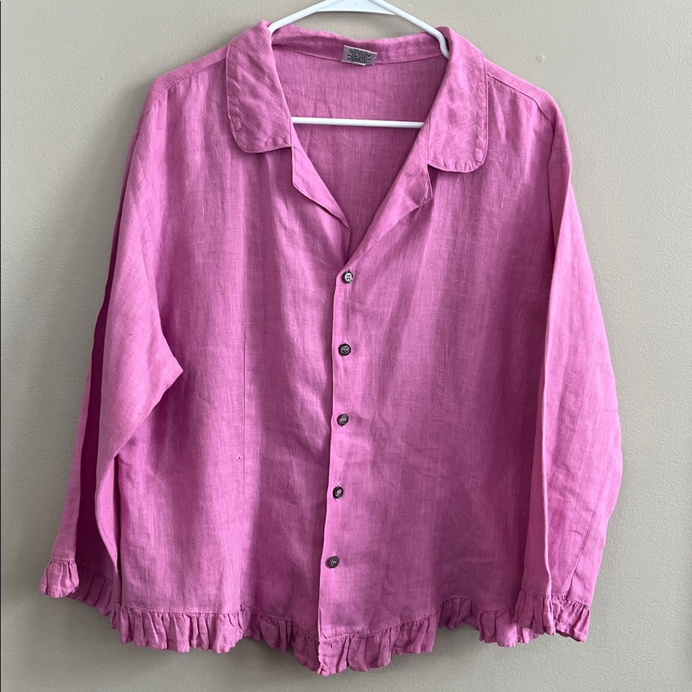 CP Shades Pink Linen Button-Down Shirt